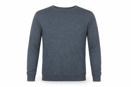 AllSaints Men Blue Linen Crew Neck Lightweight Pullover Jumper M