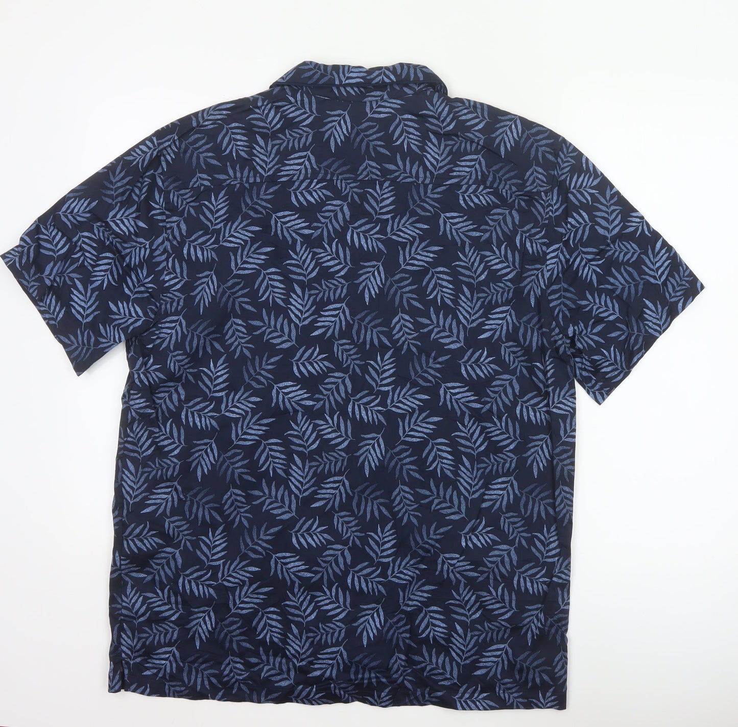Marks and Spencer Men’s Blue Leaf Print Cotton Lyocell Pyjama Top M