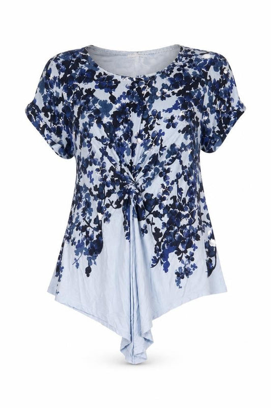 RJR.John Rocha Womens Blue Floral Tunic Blouse Size 12