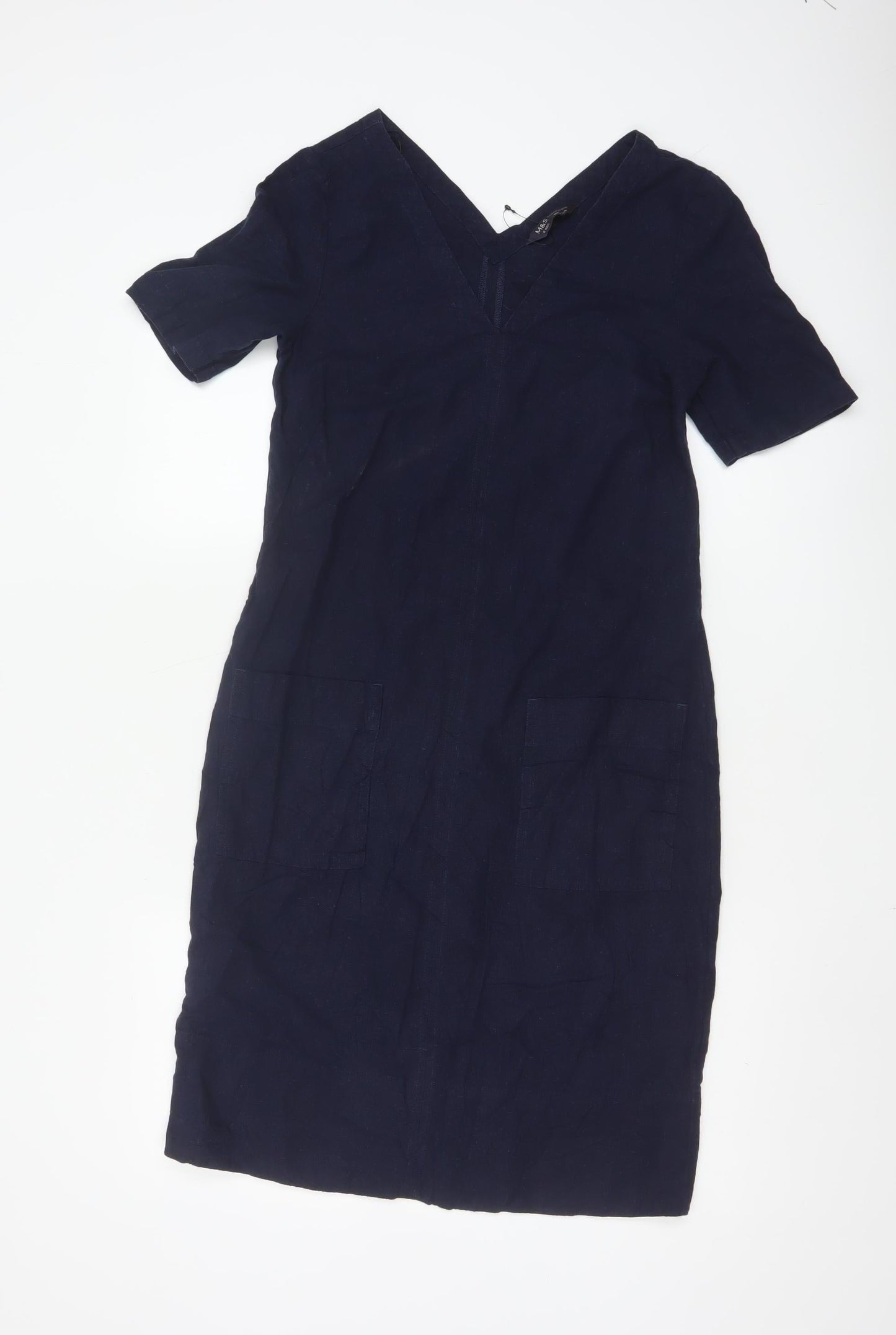 Marks and Spencer Women’s Navy Linen Blend Shift Dress Size 6