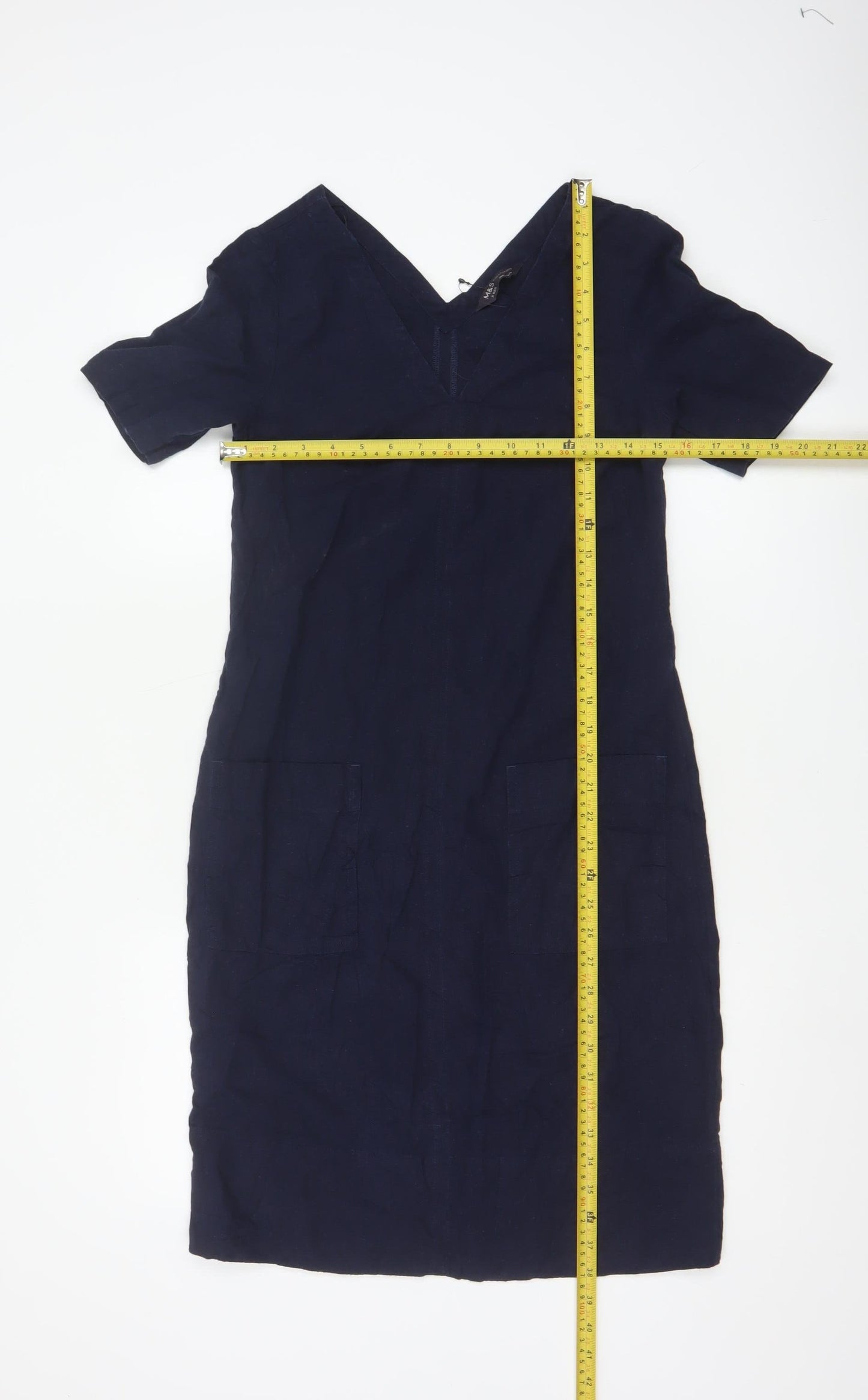 Marks and Spencer Women’s Navy Linen Blend Shift Dress Size 6