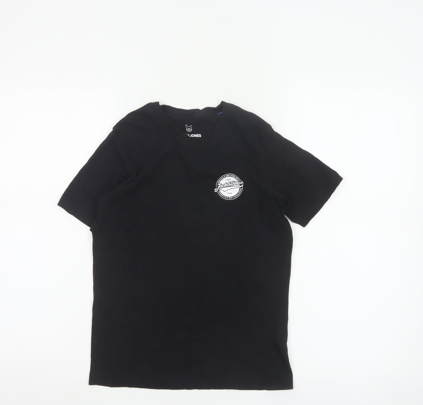Jack & Jones Boys Black 12 Years Logo Cotton Short Sleeve T-Shirt