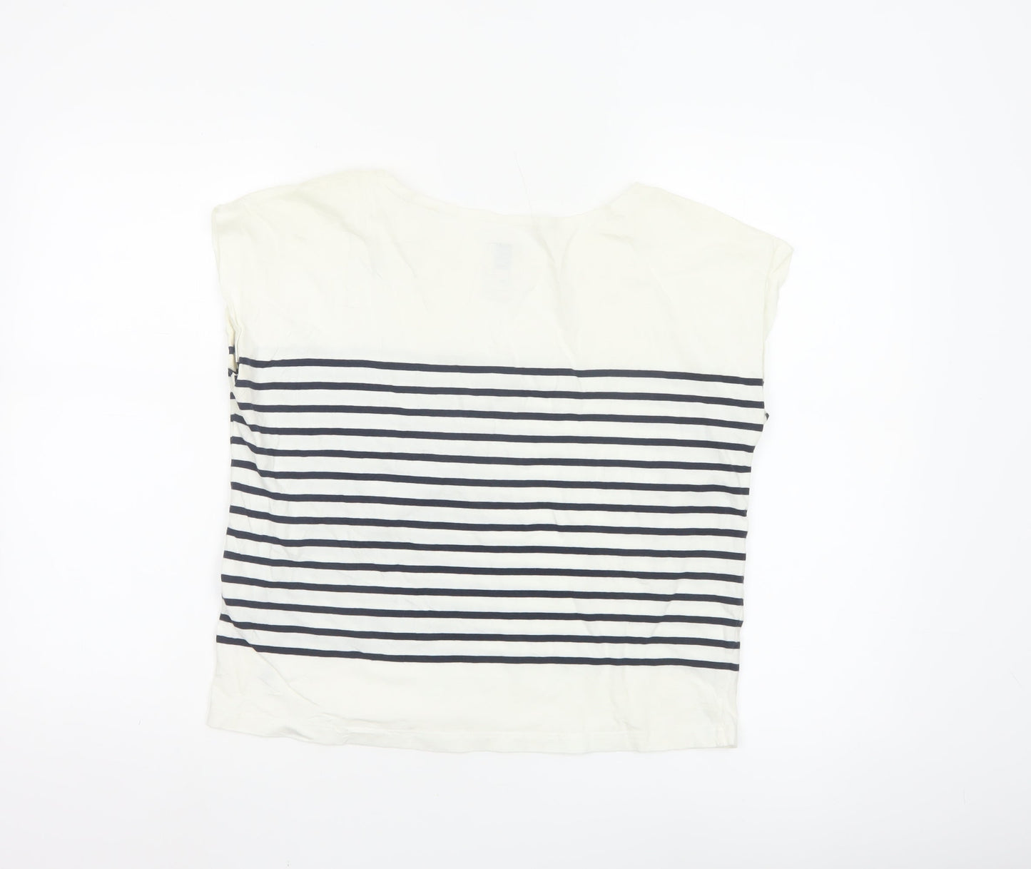 Jack Wills Womens White Striped Cotton Nautical Crew Neck T-Shirt Size 10