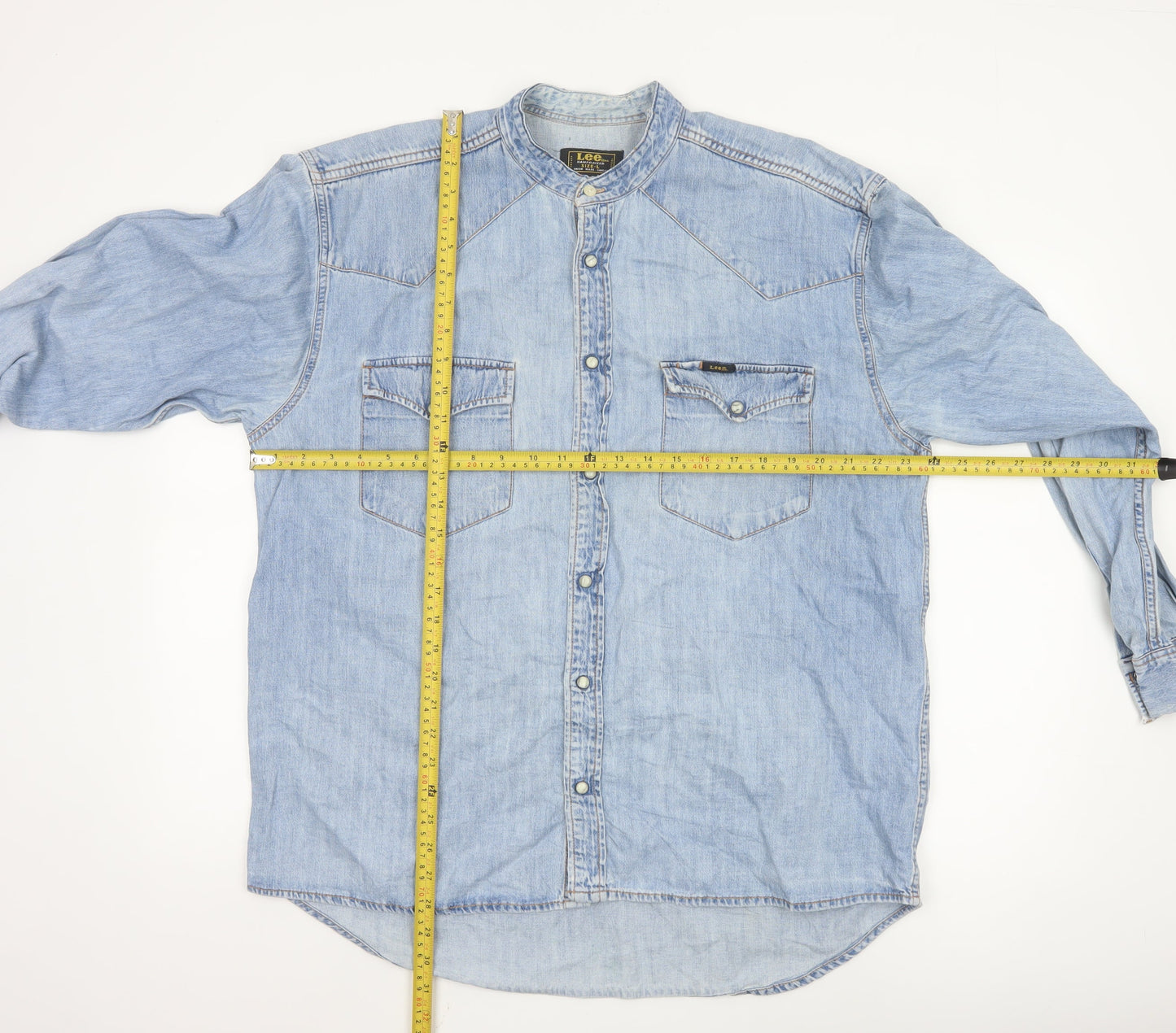 Lee Men's Blue Denim Western Button-Up Shirt Size L