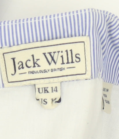 Jack Wills Women's Blue Striped Strapless Cotton Dress UK 14