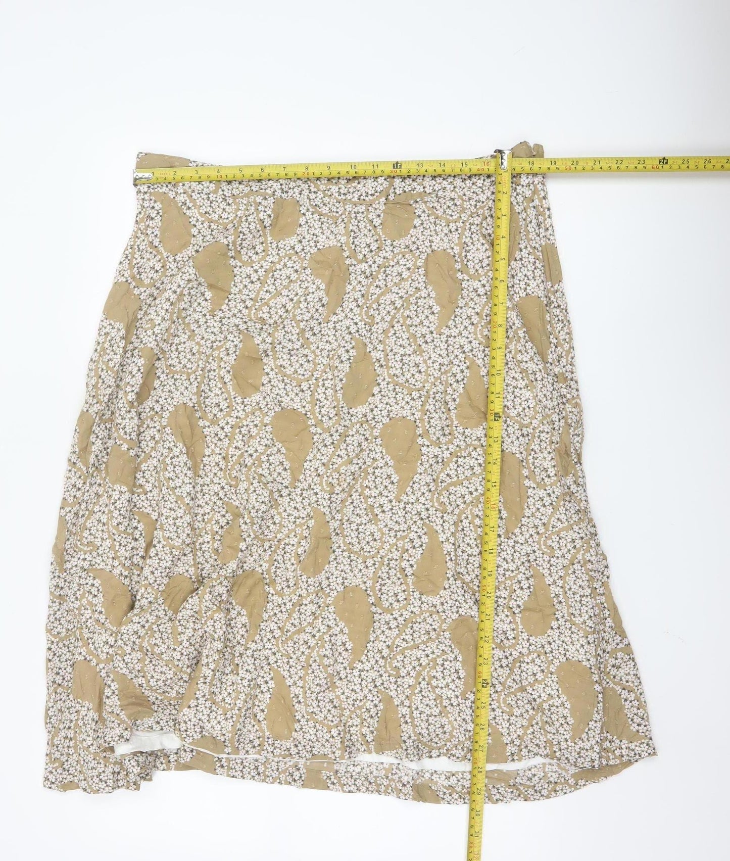Marks and Spencer Women’s Beige Paisley A-Line Skirt Size 18
