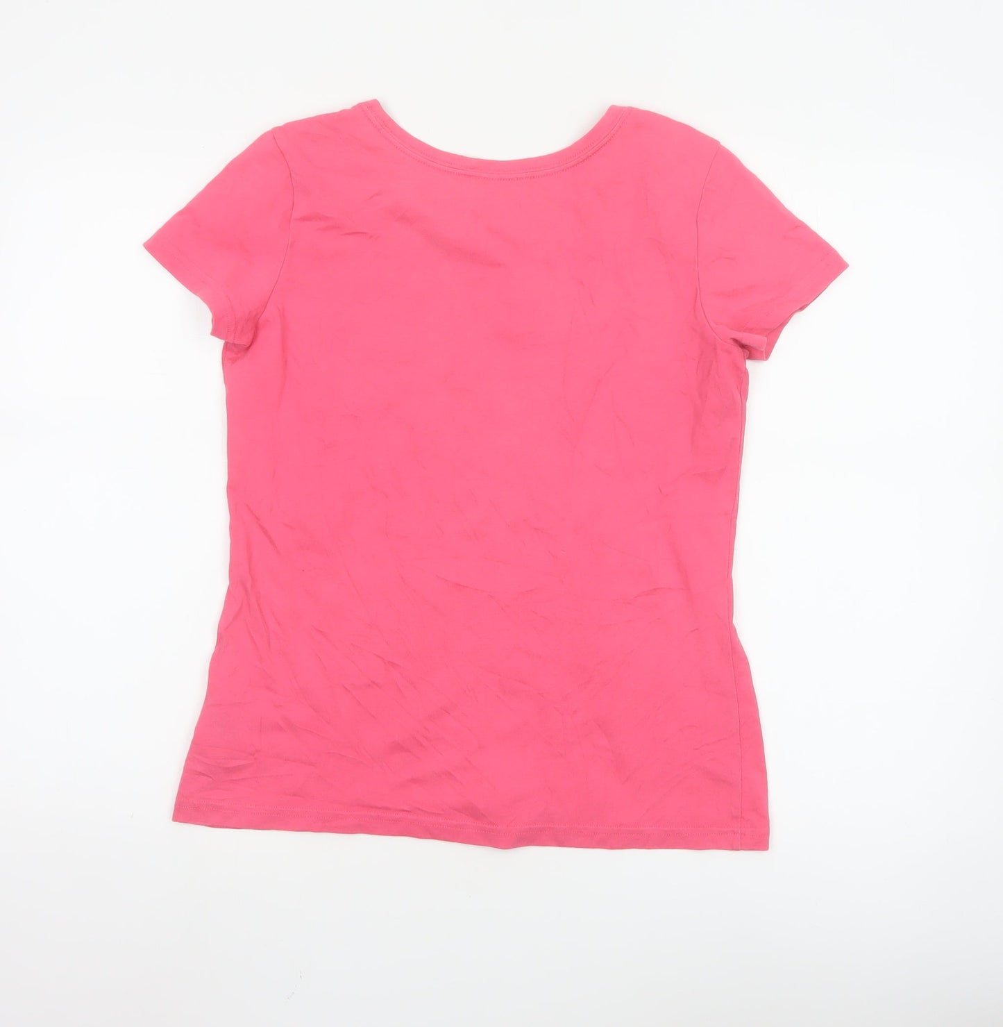 Adidas Womens Pink Graphic Climalite Sports T-Shirt Size M