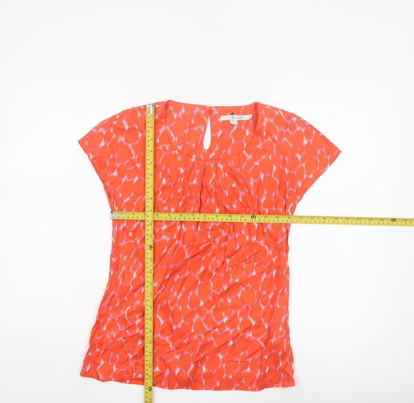 Boden Womens Orange Short Sleeve Silk Blend Tunic Blouse UK 6