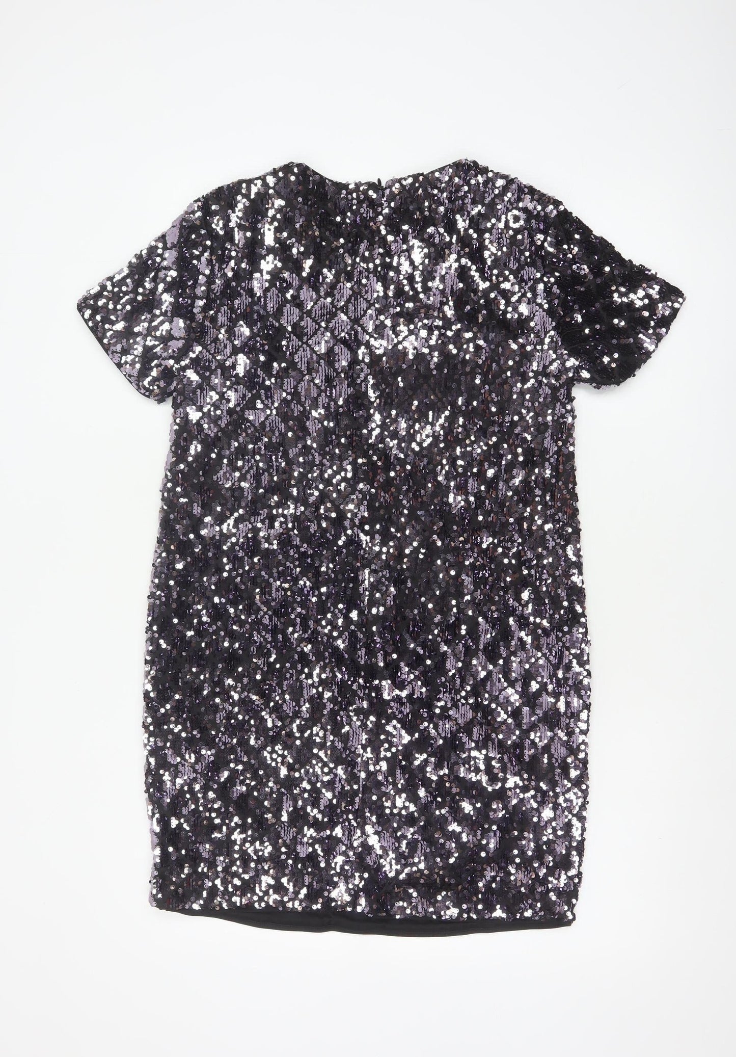 Dorothy Perkins Women Black Sequin Shift Dress UK 10 Party Short Sleeve
