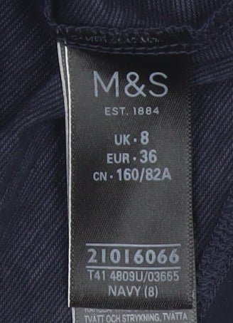 Marks and Spencer Women's Navy Floral Glitter T-Shirt Size 8