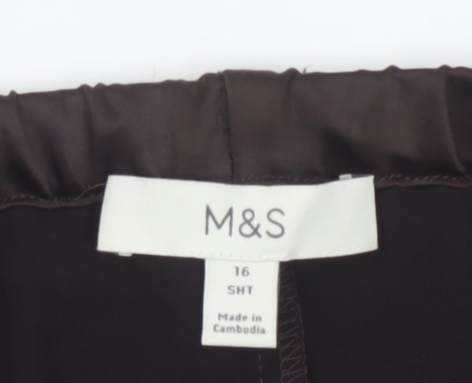 Marks and Spencer Women Brown Wide-Leg Satin Trousers Size 16