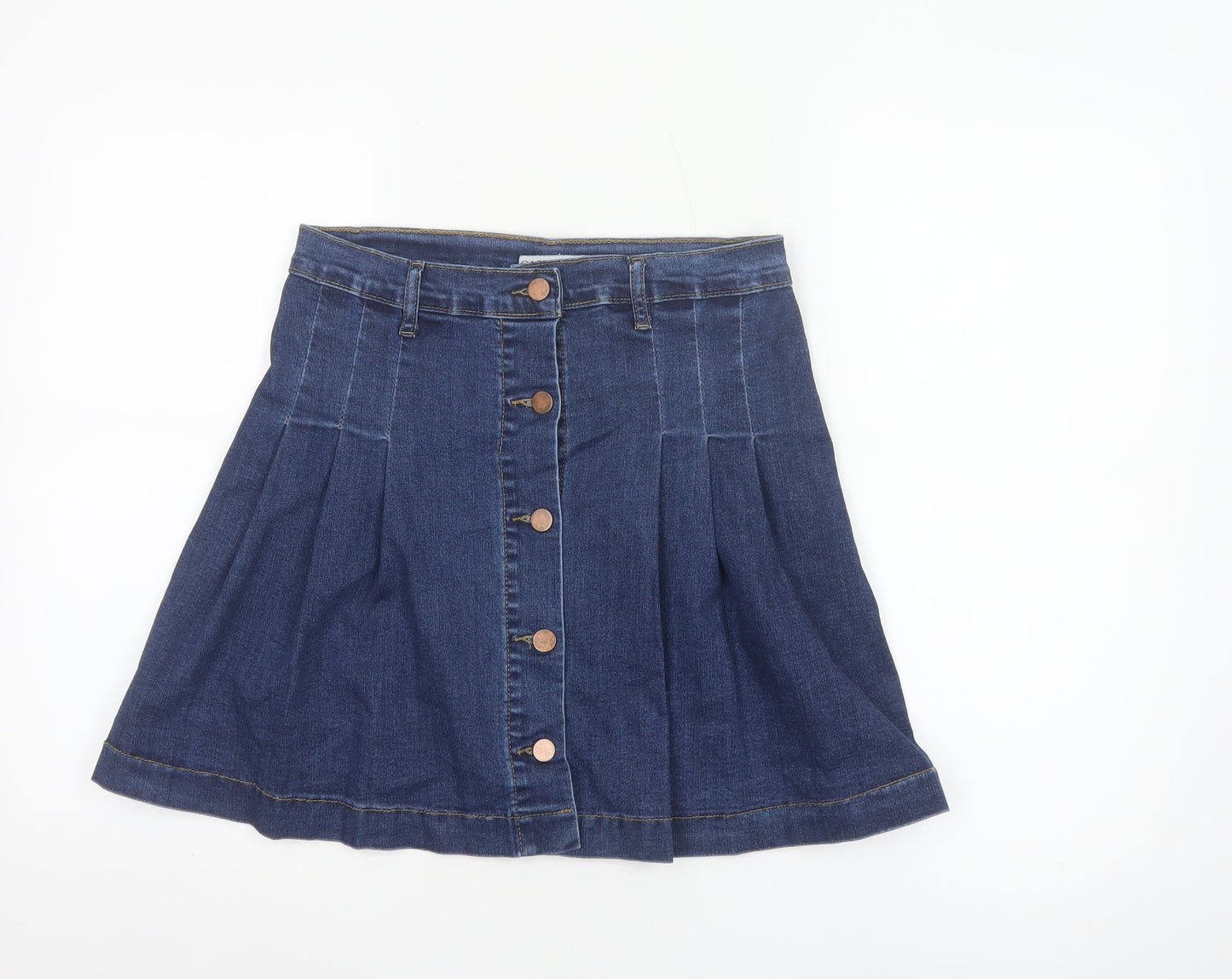Oasis Women Blue Denim A-Line Button Front Skirt UK 10