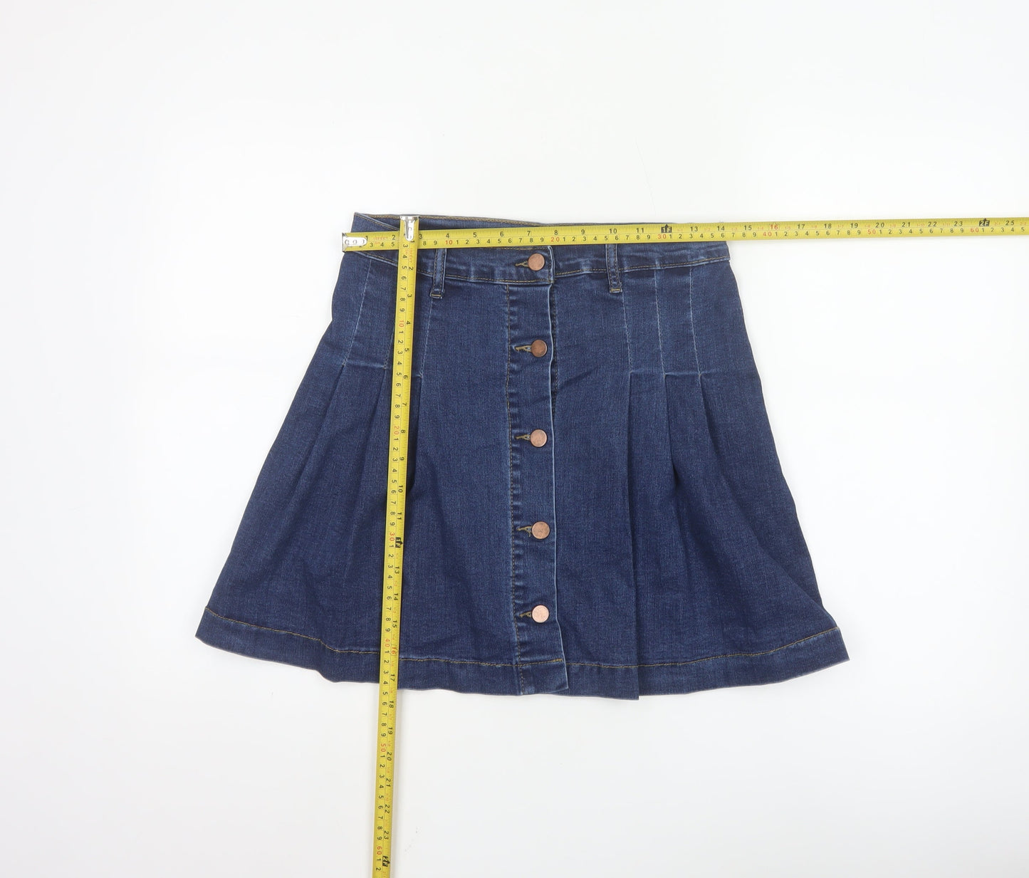 Oasis Women Blue Denim A-Line Button Front Skirt UK 10