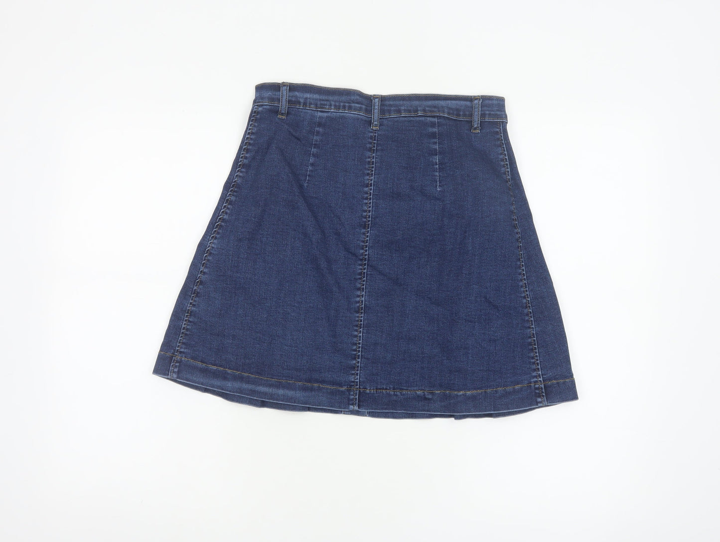 Oasis Women Blue Denim A-Line Button Front Skirt UK 10