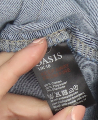 Oasis Women Blue Denim A-Line Button Front Skirt UK 10