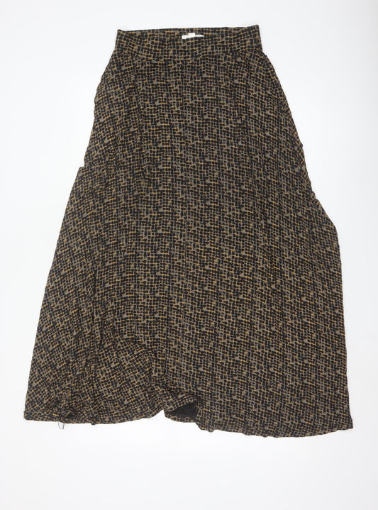 White Stuff Women’s Brown Geometric A-Line Midi Skirt Size 8