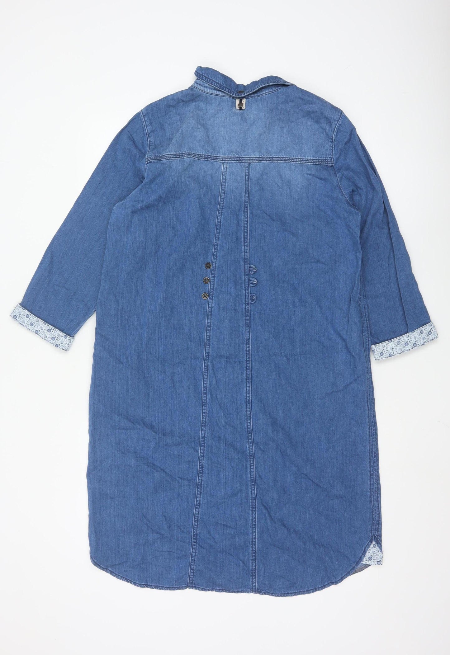 White Stuff Women's Blue Cotton Shirt Dress Size 14 Casual Denim