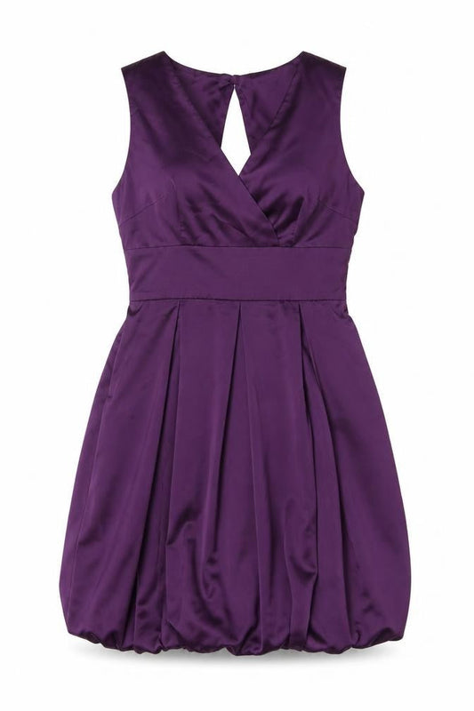 Traffic People Purple Satin Sleeveless Bubble Hem Dress L Womens