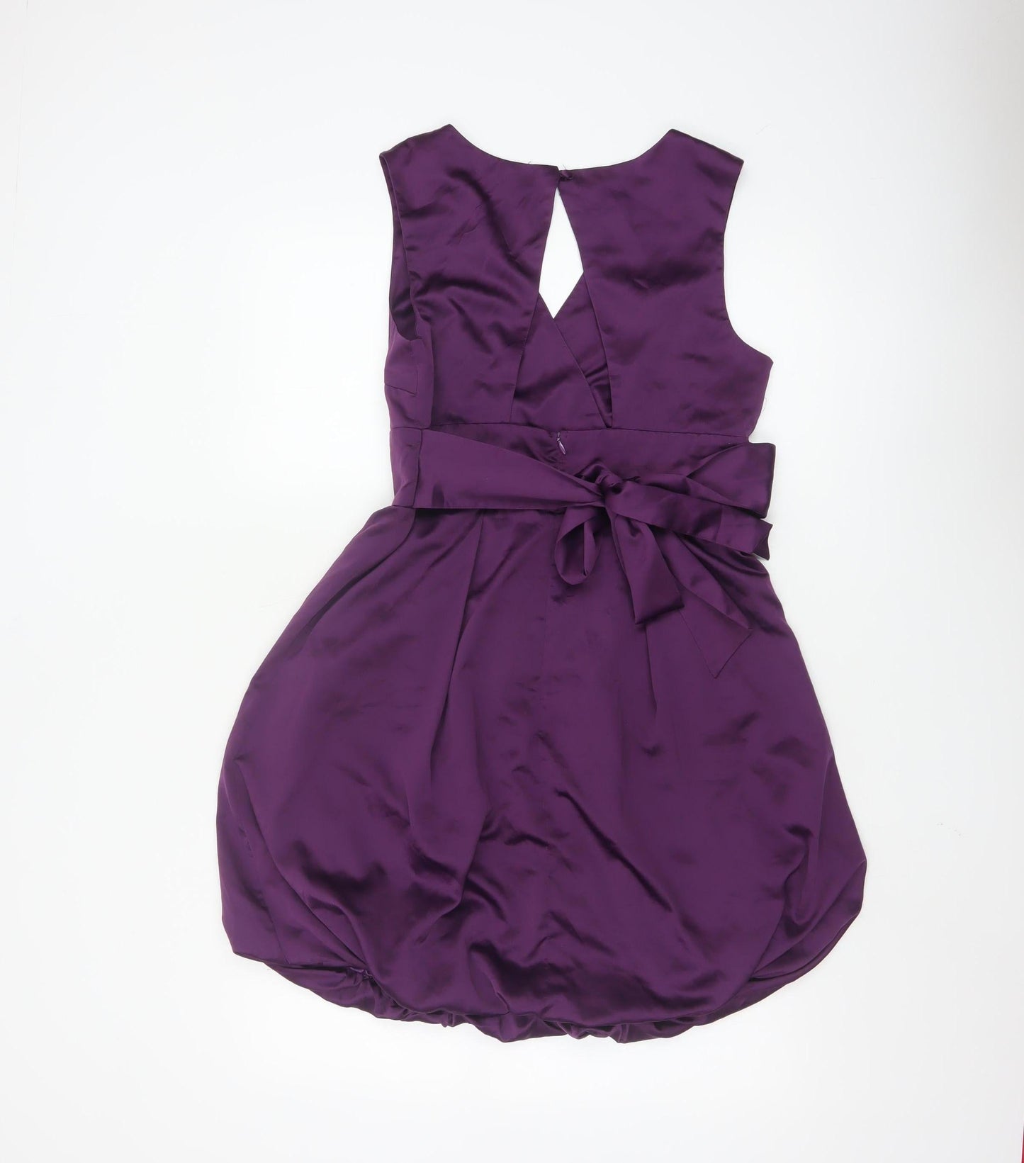 Traffic People Purple Satin Sleeveless Bubble Hem Dress L Womens