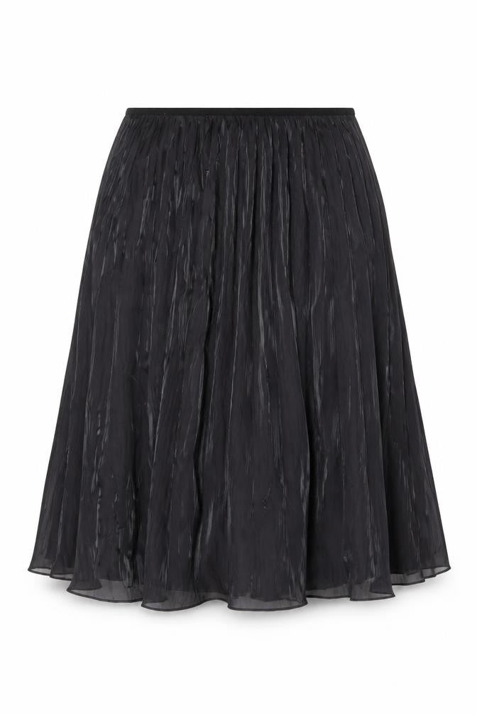 Jigsaw Women Black Pleated Midi Skirt Size 14 Polyester