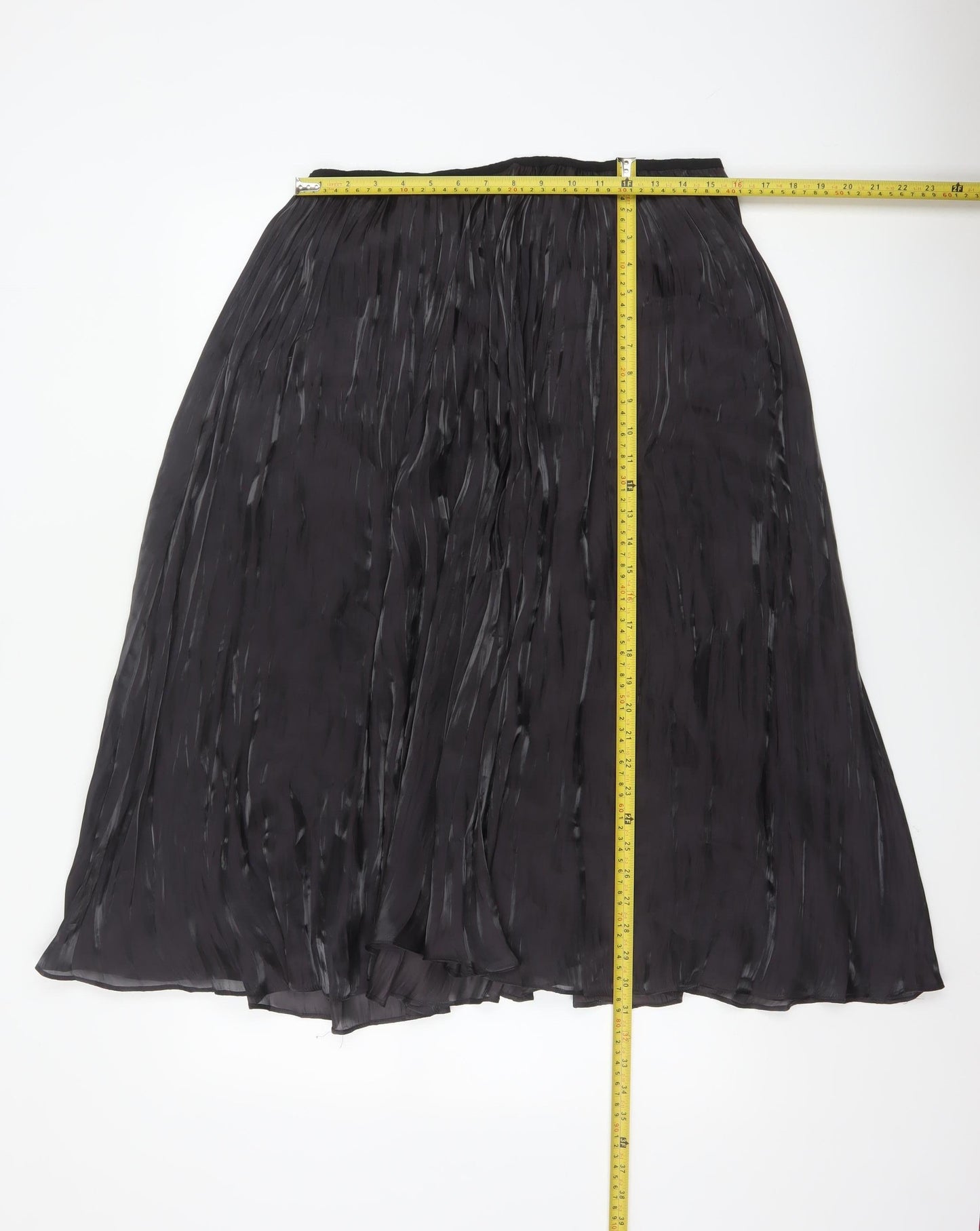 Jigsaw Women Black Pleated Midi Skirt Size 14 Polyester