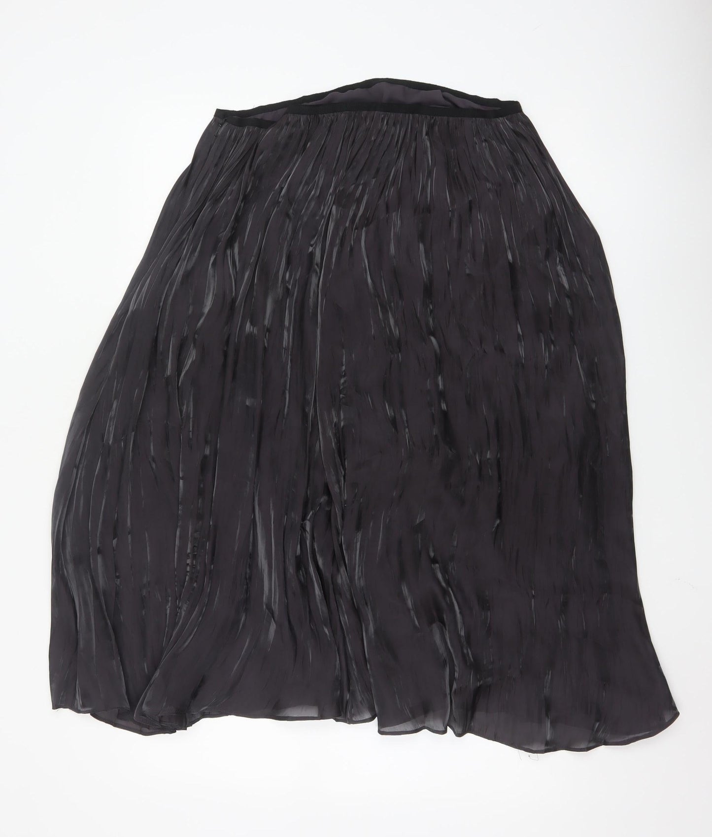 Jigsaw Women Black Pleated Midi Skirt Size 14 Polyester