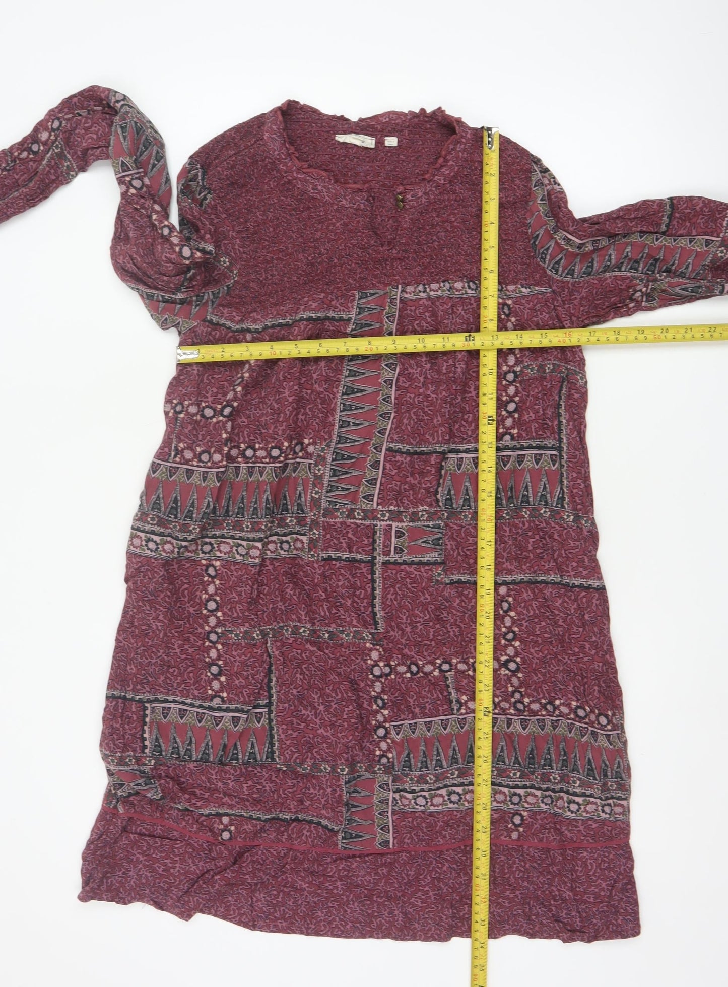 Fat Face Women Purple Geometric Shift Dress Size 10 Long Sleeve