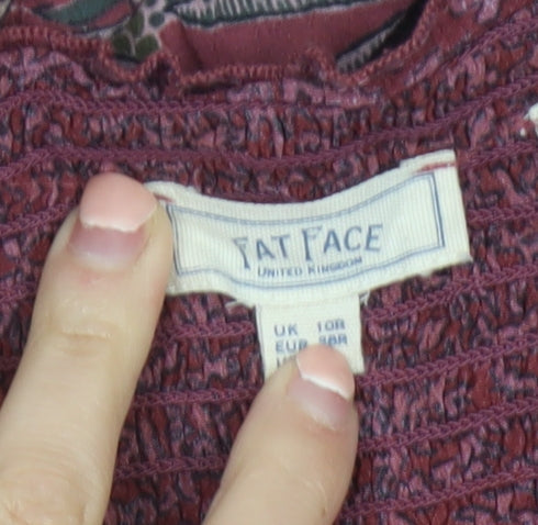 Fat Face Women Purple Geometric Shift Dress Size 10 Long Sleeve