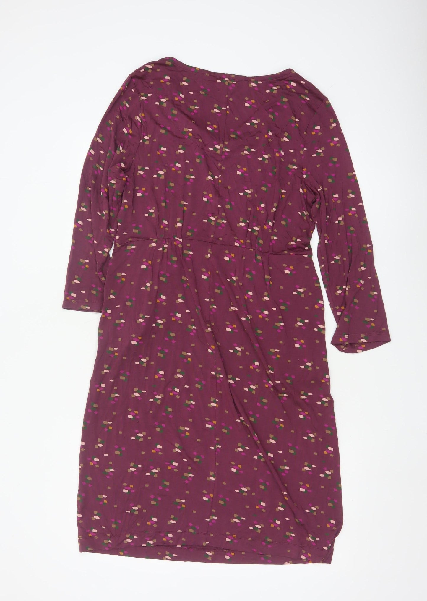 White Stuff Womens Purple Geometric V-Neck A-Line Dress Size 12
