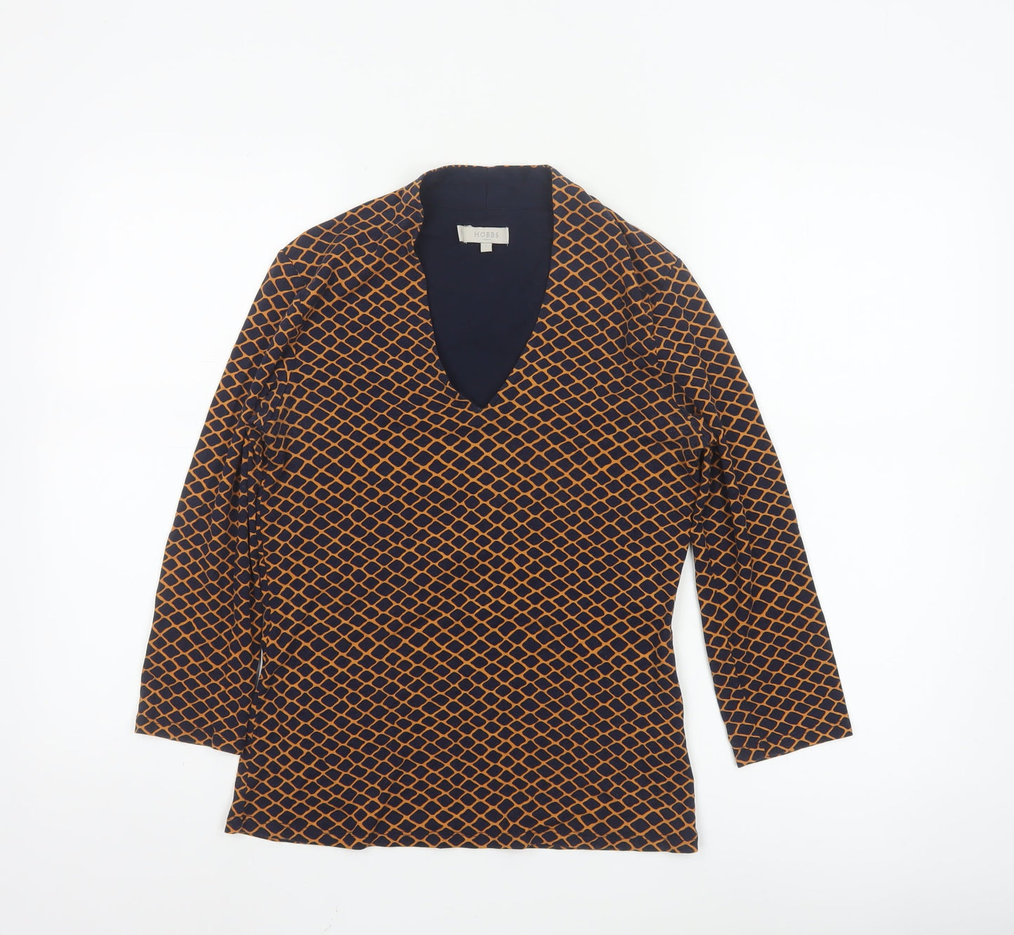 Hobbs Women’s Blue Orange Patterned Viscose Jersey Top Size S