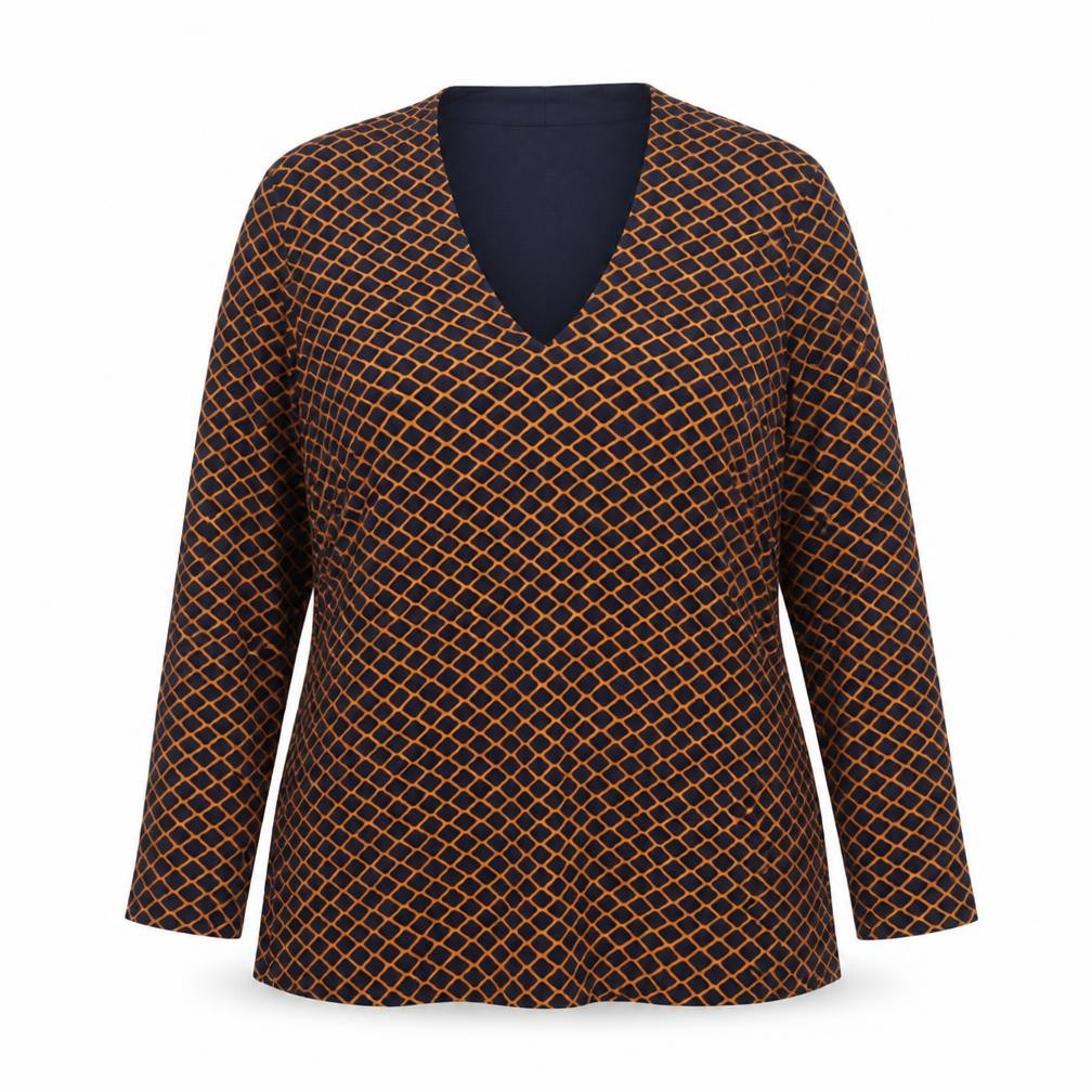 Hobbs Women’s Blue Orange Patterned Viscose Jersey Top Size S
