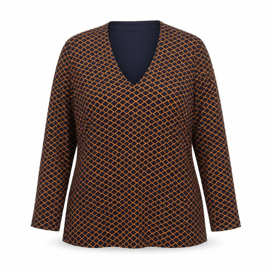 Hobbs Women’s Blue Orange Patterned Viscose Jersey Top Size S