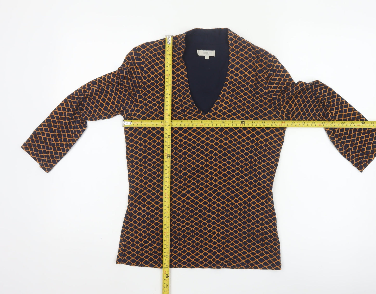 Hobbs Women’s Blue Orange Patterned Viscose Jersey Top Size S