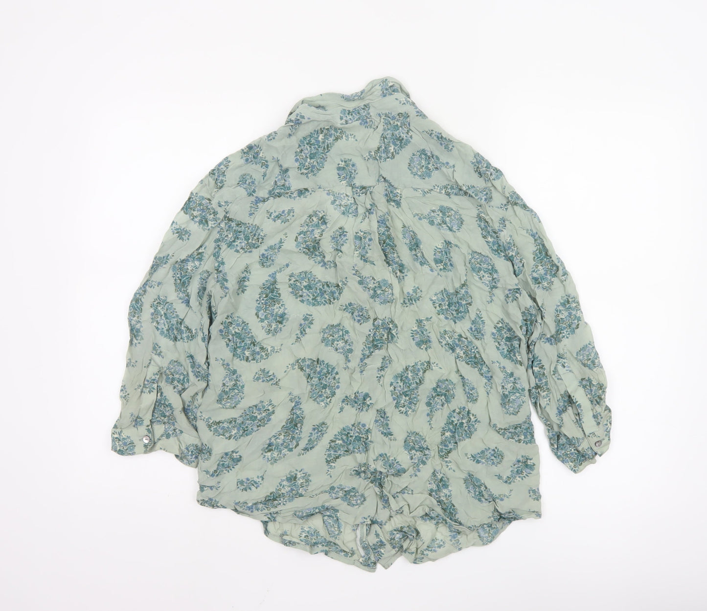 Monsoon Women Green Paisley 3/4 Sleeve Floral Blouse Size 14
