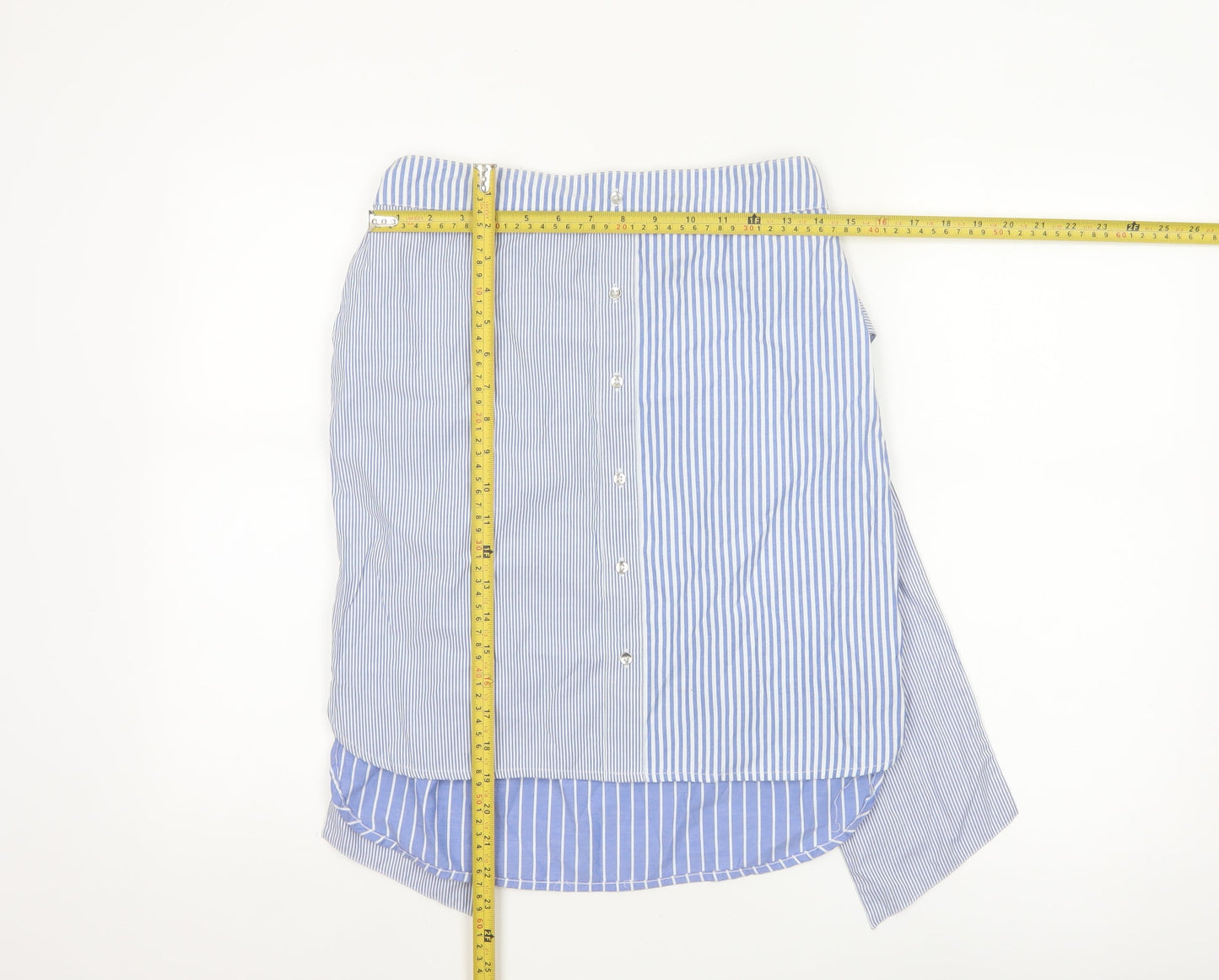 River Island Women Blue Striped Wrap Skirt Size 10 Short
