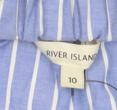River Island Women Blue Striped Wrap Skirt Size 10 Short