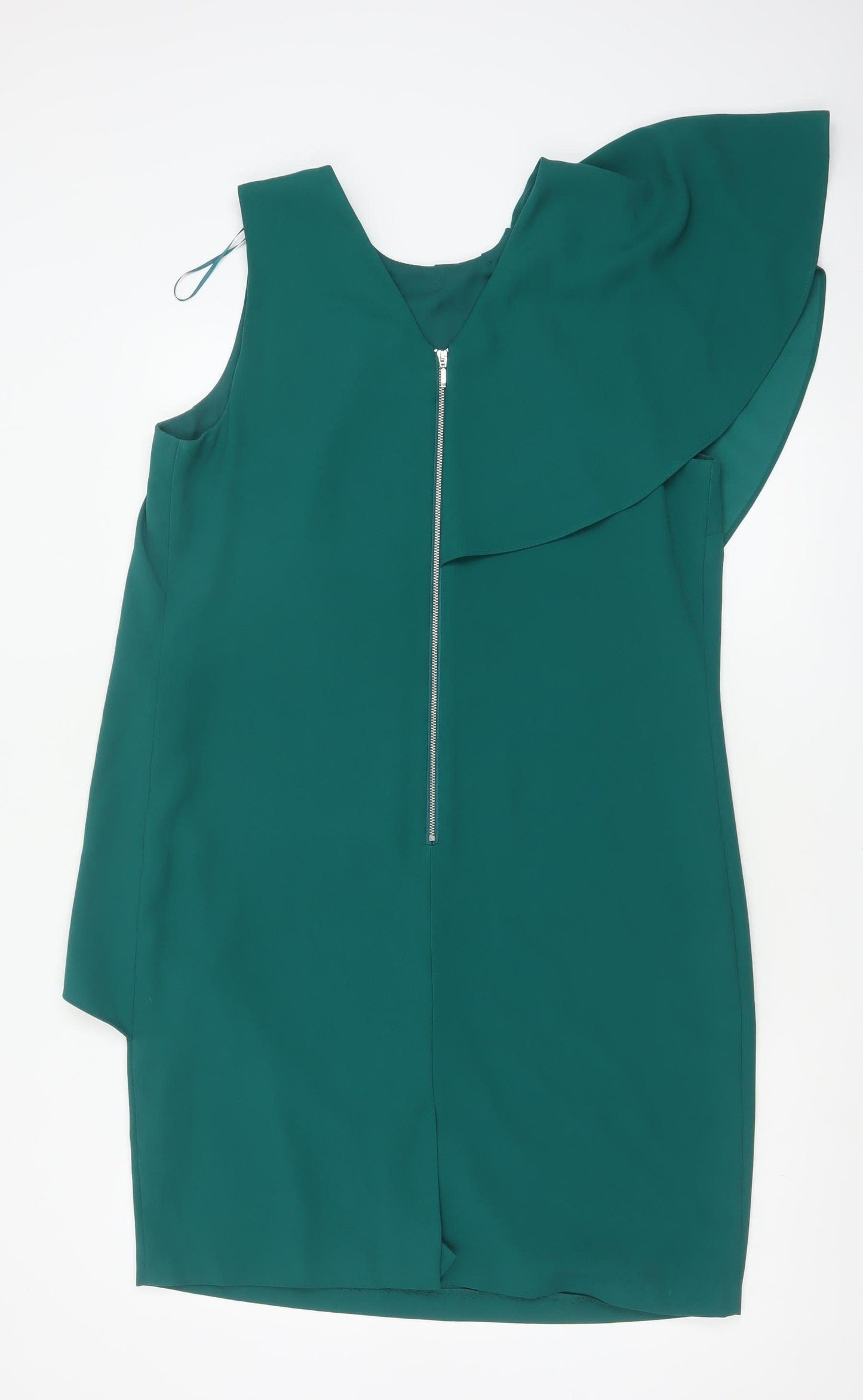 Next Women’s Green Asymmetric Ruffle Sheath Dress Size 14