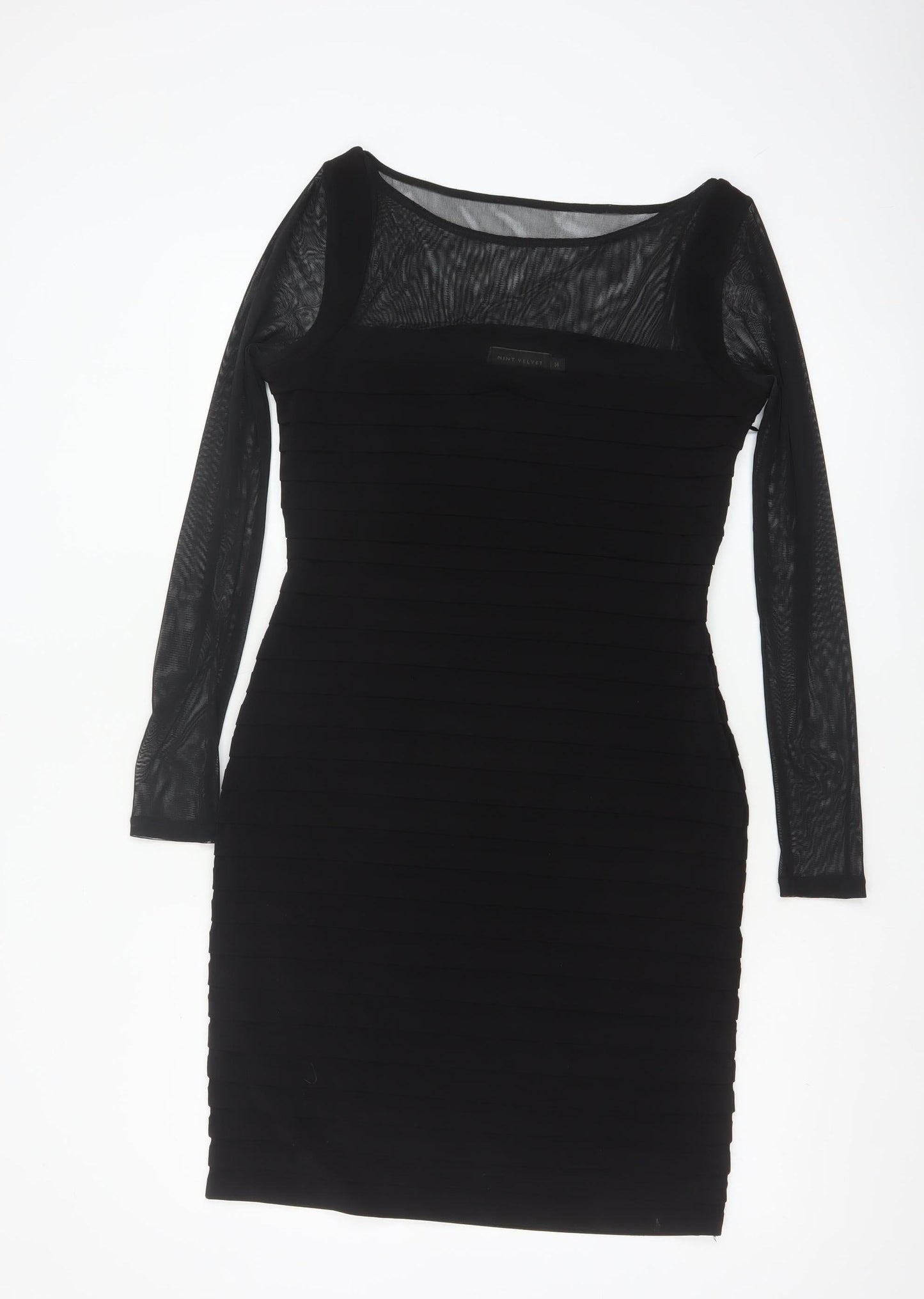 Mint Velvet Women Black Size 14 Bodycon Long Sleeve Party Dress