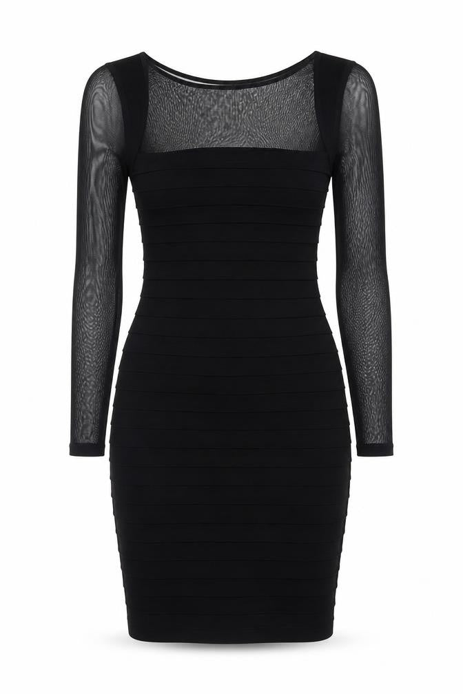 Mint Velvet Women Black Size 14 Bodycon Long Sleeve Party Dress