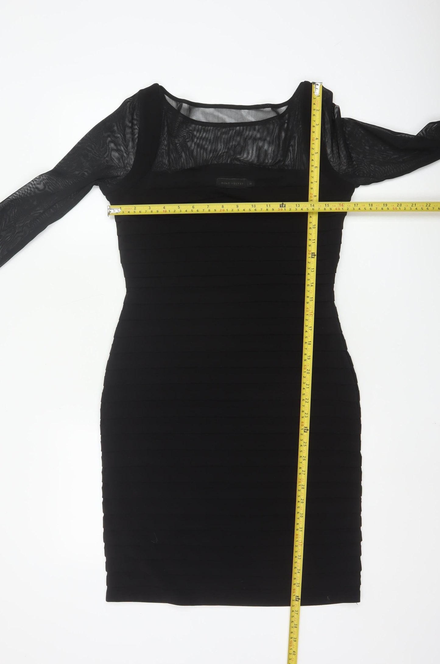 Mint Velvet Women Black Size 14 Bodycon Long Sleeve Party Dress