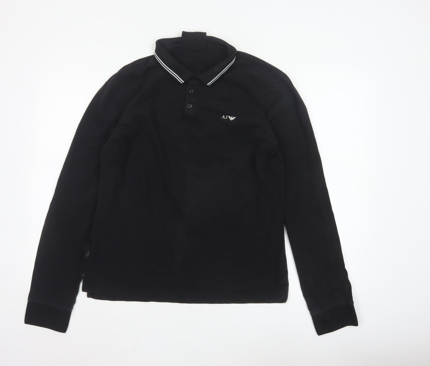 Armani Jeans Men's Black Long Sleeve Polo Shirt XL