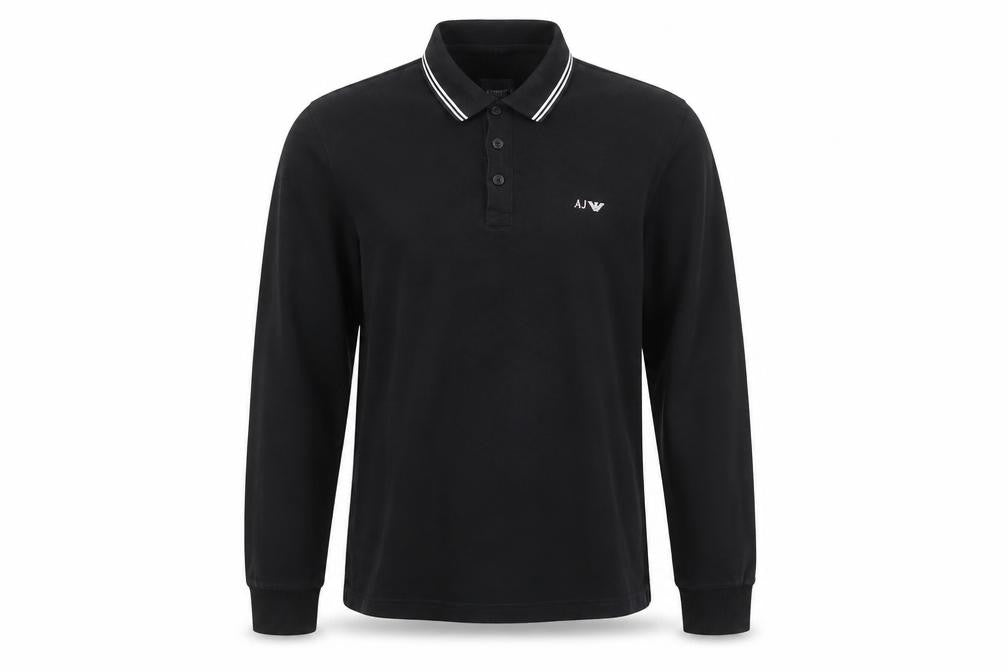 Armani Jeans Men's Black Long Sleeve Polo Shirt XL