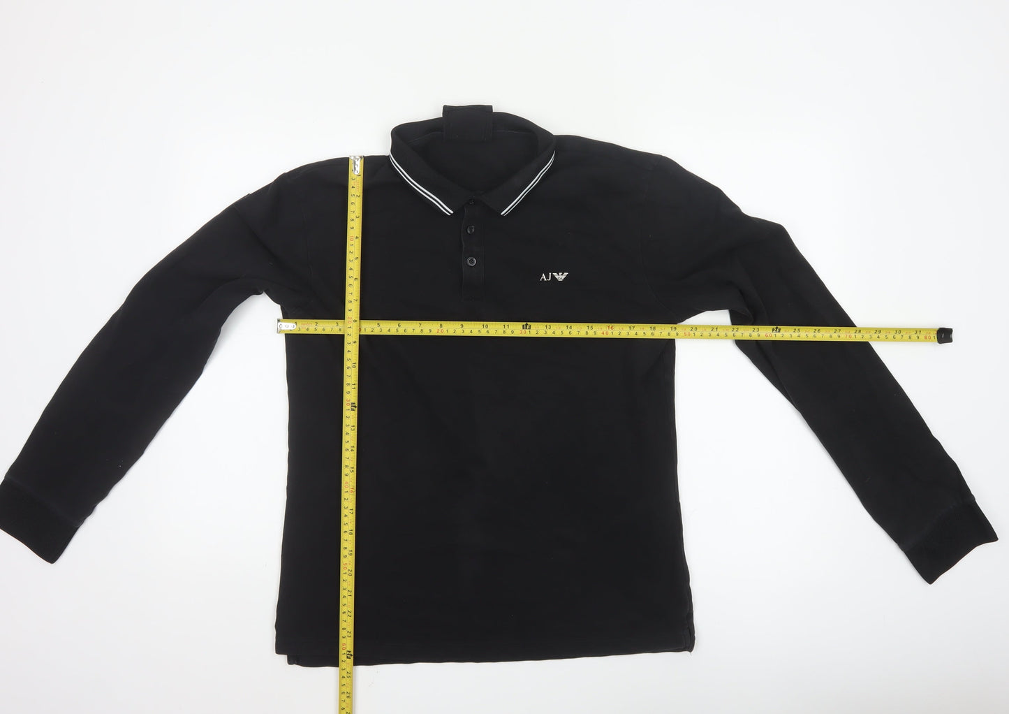 Armani Jeans Men's Black Long Sleeve Polo Shirt XL