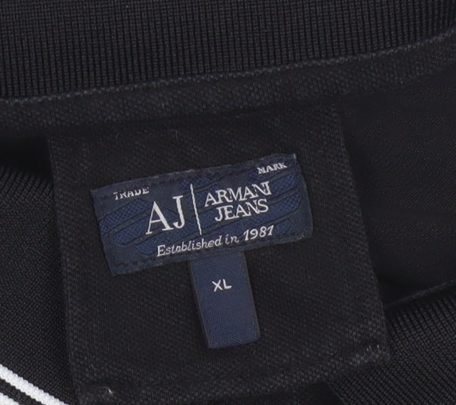 Armani Jeans Men's Black Long Sleeve Polo Shirt XL