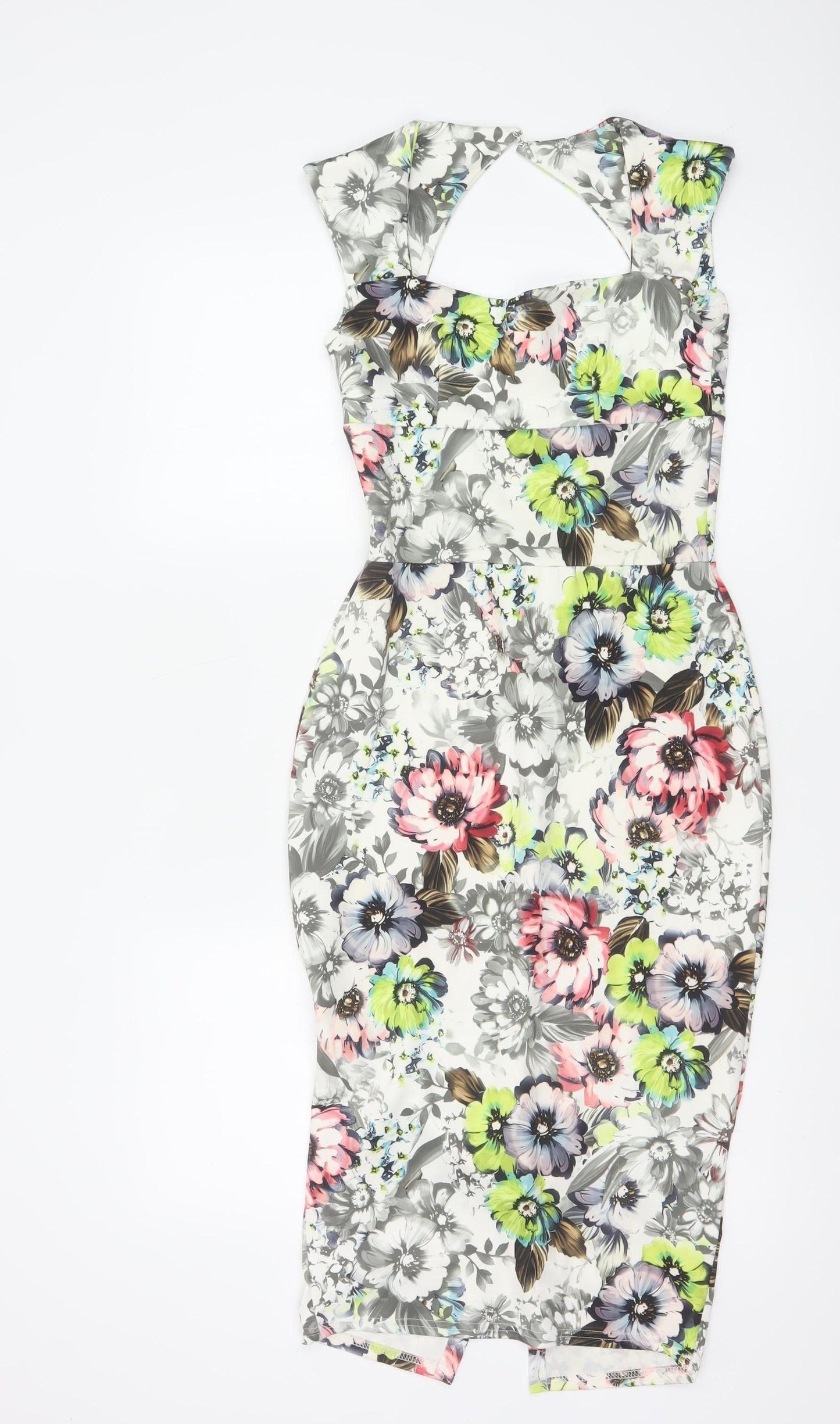 Boohoo Women’s Multicoloured Floral Bodycon Midi Dress Size 8