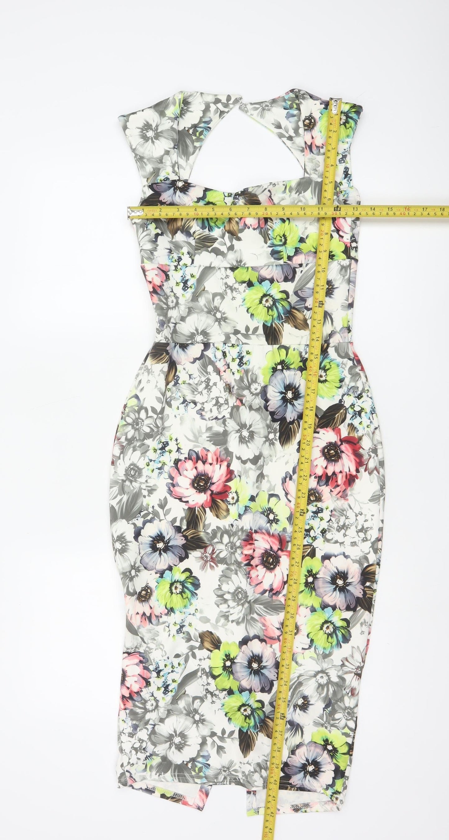 Boohoo Women’s Multicoloured Floral Bodycon Midi Dress Size 8