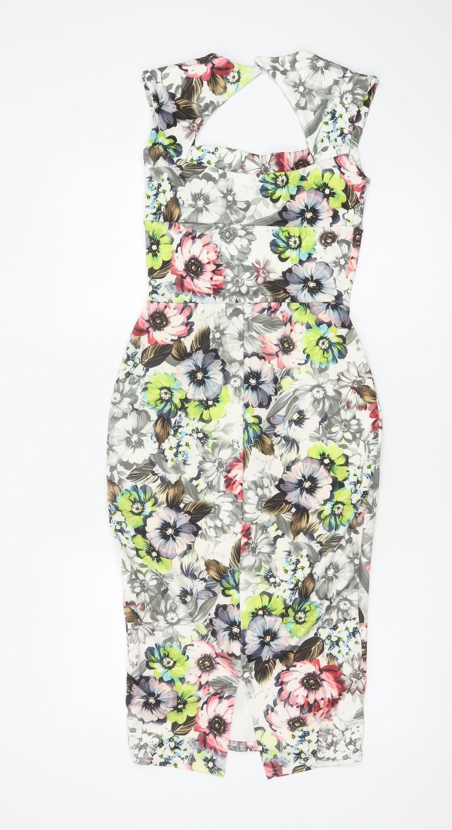 Boohoo Women’s Multicoloured Floral Bodycon Midi Dress Size 8