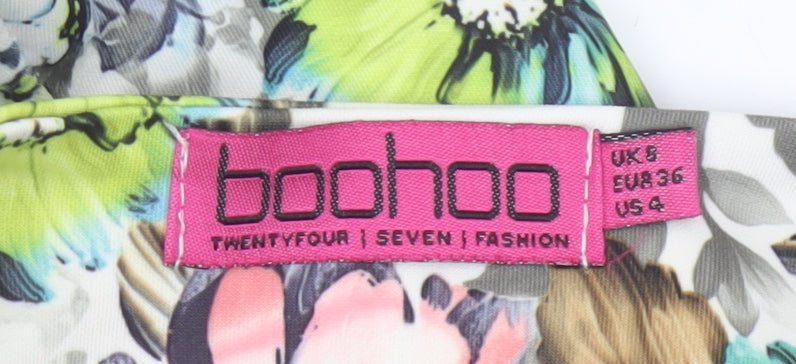 Boohoo Women’s Multicoloured Floral Bodycon Midi Dress Size 8
