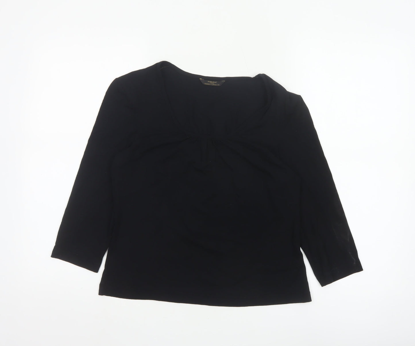 Marks and Spencer Womens Black Viscose 3/4 Sleeve Top Size 14