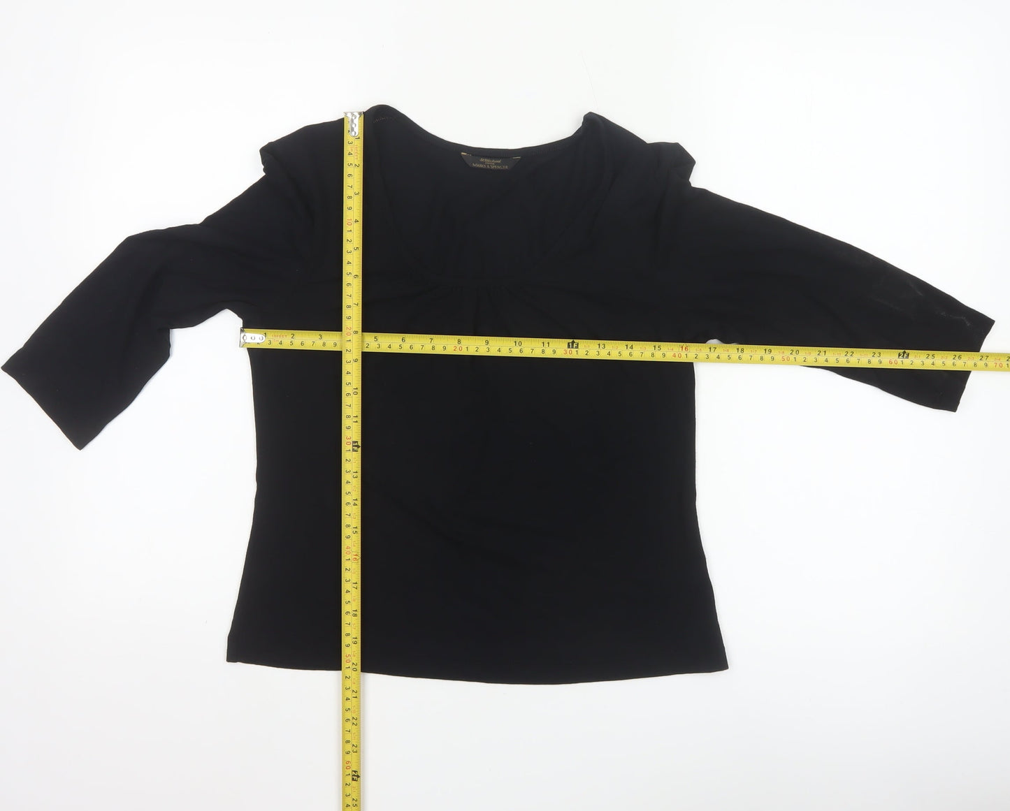 Marks and Spencer Womens Black Viscose 3/4 Sleeve Top Size 14